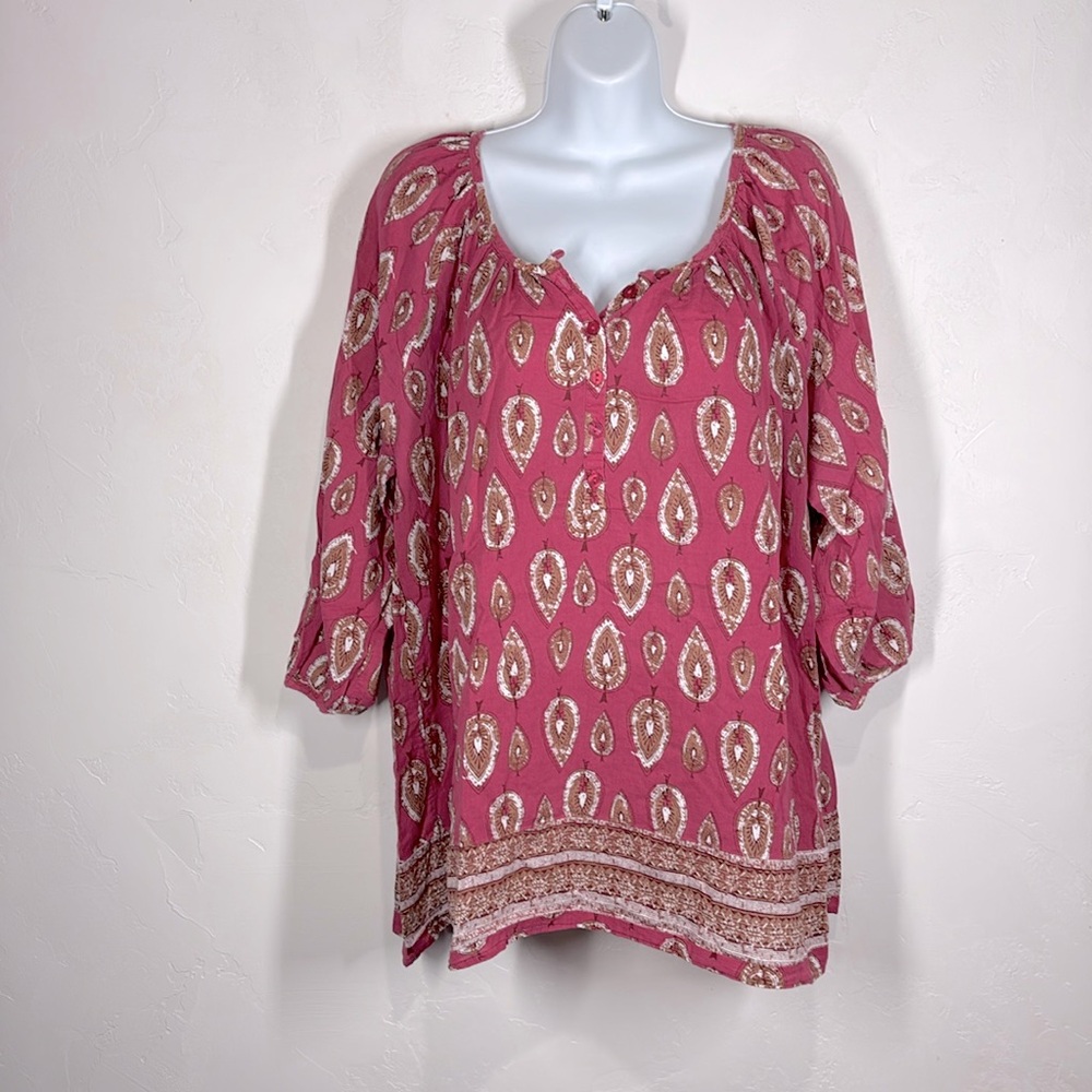 Cynthia Rowley pink boho blouse size 1X